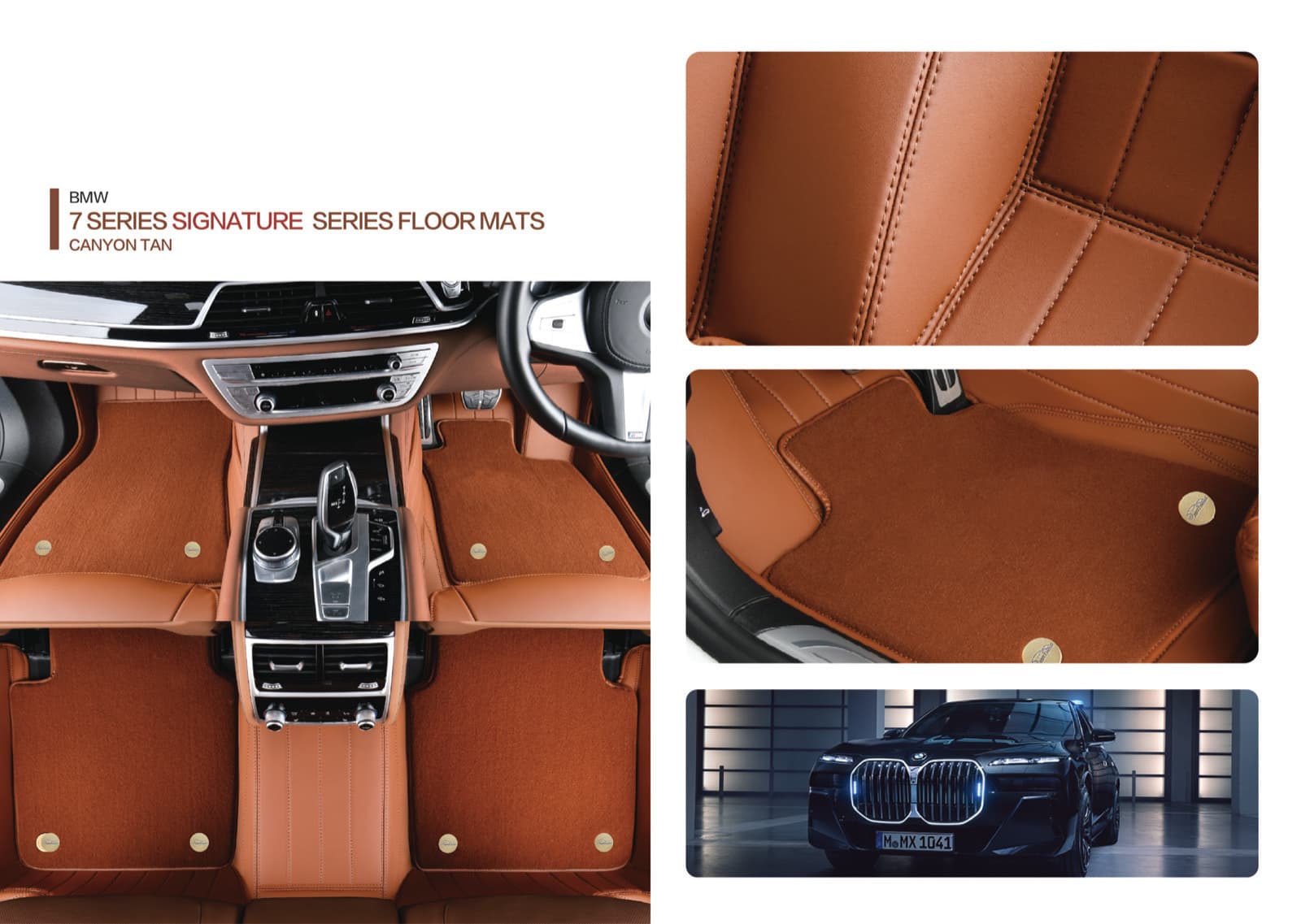 MATNESS leather mats fitted to BMW 7 Series in Canyon Tan