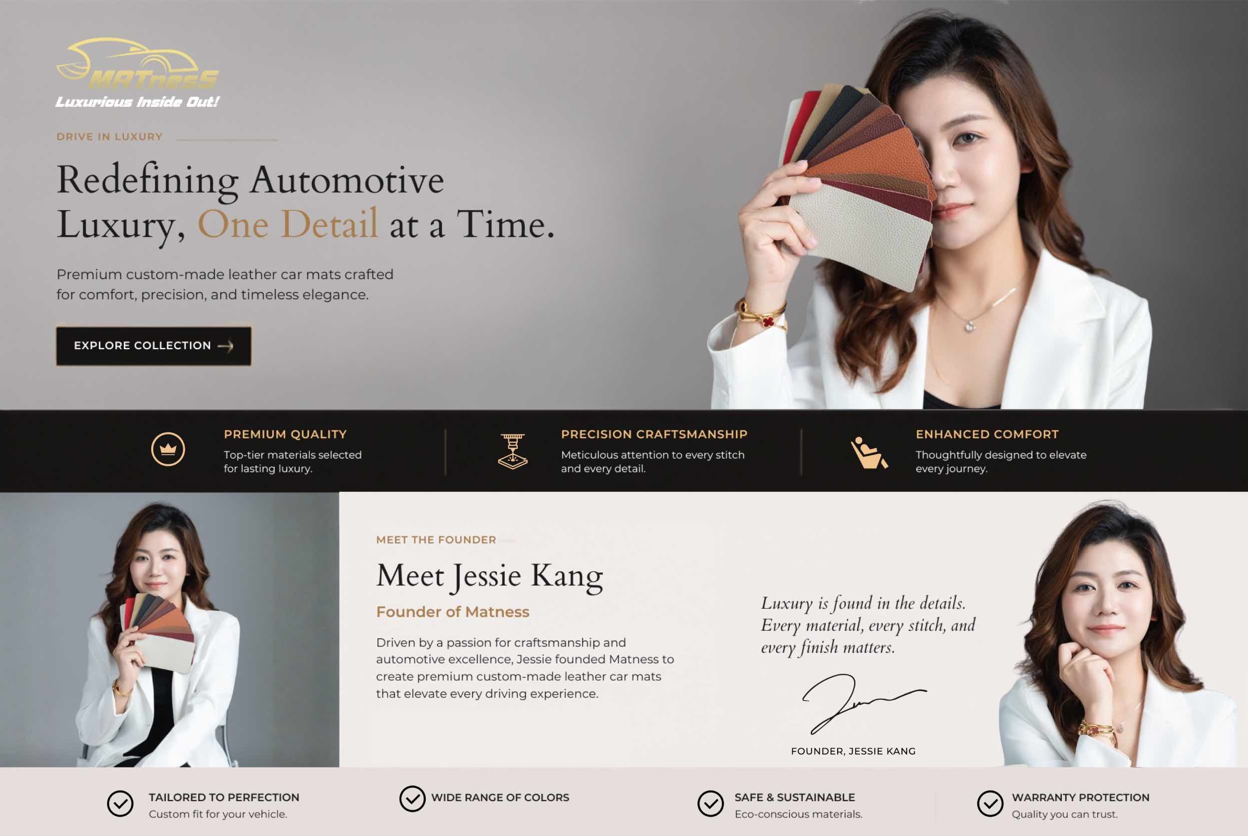MATNESS — redefining automotive luxury, one detail at a time. Meet founder Jessie Kang